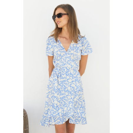 Limited Edition Chelsea EcoVero™ Wrap Dress | Pale Blue/White New Stock