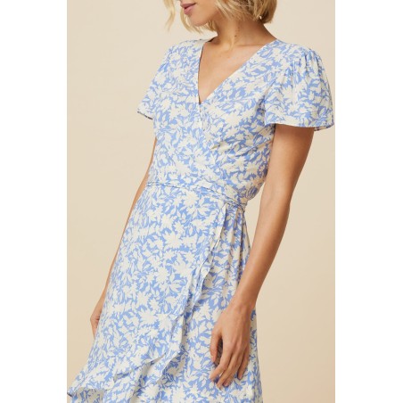 Limited Edition Chelsea EcoVero™ Wrap Dress | Pale Blue/White New Stock