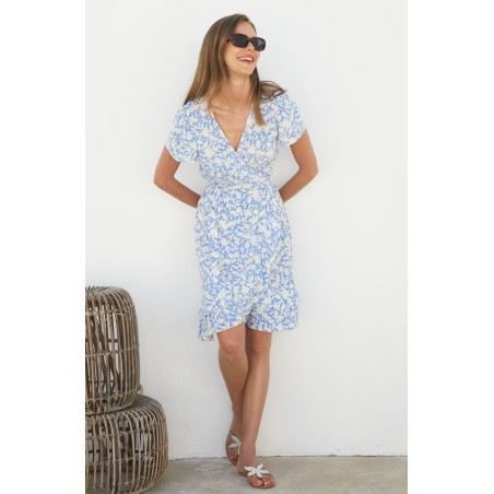 Limited Edition Chelsea EcoVero™ Wrap Dress | Pale Blue/White New Stock