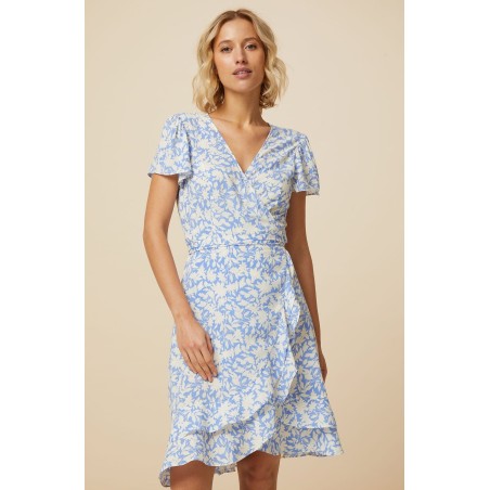 Limited Edition Chelsea EcoVero™ Wrap Dress | Pale Blue/White New Stock