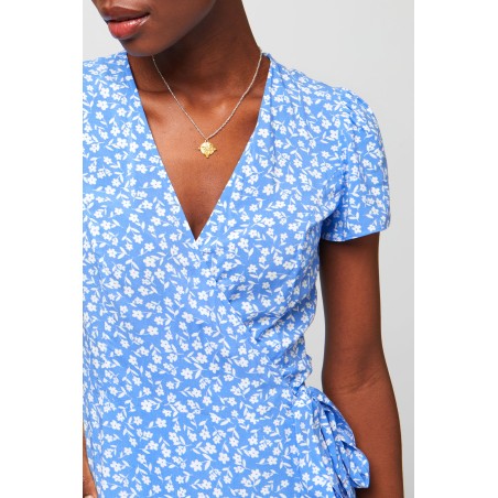 Limited Edition Chelsea Wrap Dress | Daisy Flower Blue In Stock