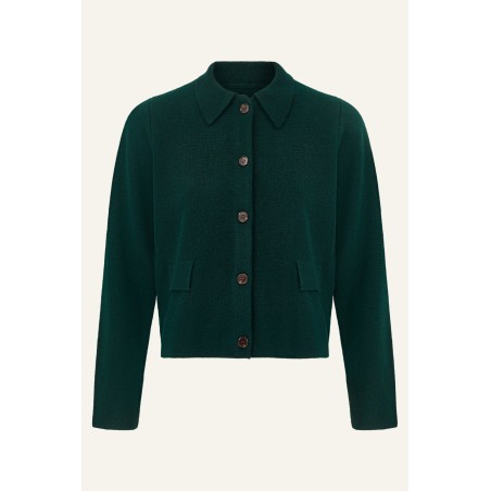 Limited Edition Merino Wool Collared Cardigan | Green Limited Stock