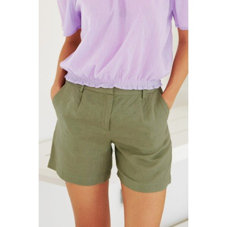 Limited Edition Alexandra Short Linen Shorts | Khaki Just Launched