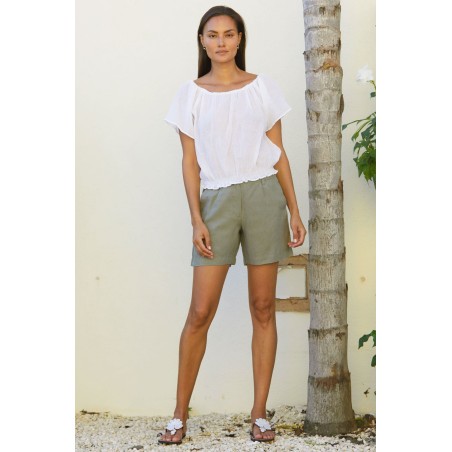 Limited Edition Alexandra Short Linen Shorts | Khaki Just Launched