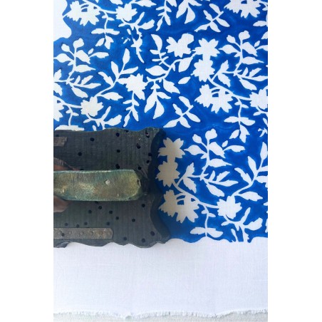 Limited Edition Becks Block Print Skirt | Japanese Flower Cobalt In Stock