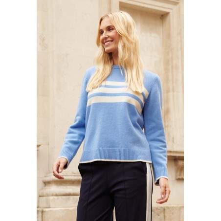 Limited Edition Merino Wool Cali Jumper | Blue/Cream Available for Immediate Shipping