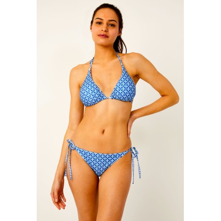 Limited Edition Triangle Recycled String Top and String Bikini Tie Side Bottoms | Blue On Hand Now