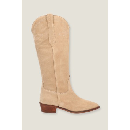 Limited Edition Cecille Knee High Cowboy Boot | Beige Limited Stock