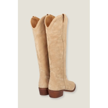 Limited Edition Cecille Knee High Cowboy Boot | Beige Limited Stock