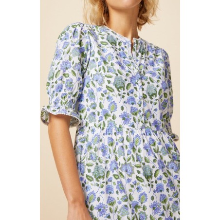 Limited Edition Cordelia Block Print Dress | Blue/Green Just Launched