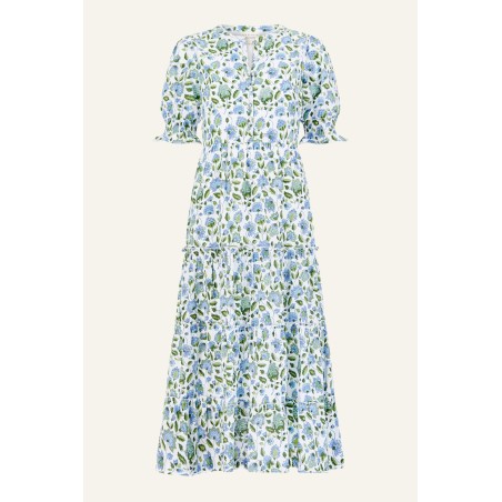 Limited Edition Cordelia Block Print Dress | Blue/Green Just Launched