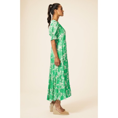 Limited Edition Cordelia Dress | Lined Floral Cream/Green