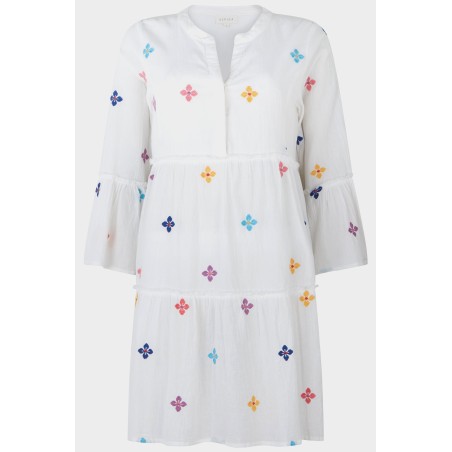 Limited Edition Cristina Embroidered Kaftan | White/Multi Immediate Availability