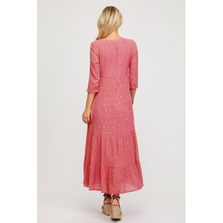 Limited Edition Crystal Embroidered Midi Dress | Bright Pink Hot New Item