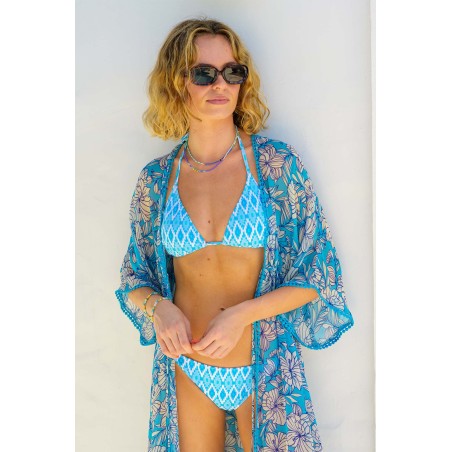 Limited Edition Delilah Kaftan | Lined Floral Turquoise/Cream Just In