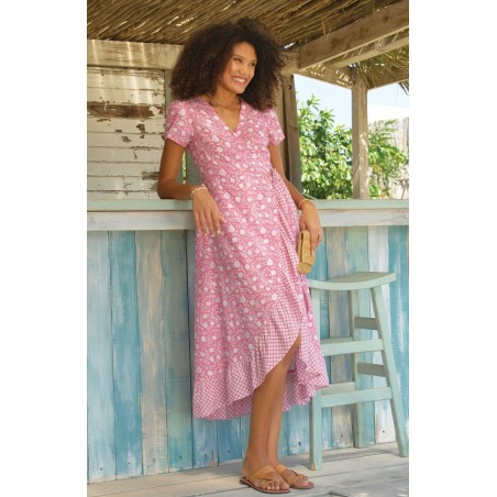 Limited Edition Demi Cotton Wrap Dress | Primula Pink/White Fresh Release