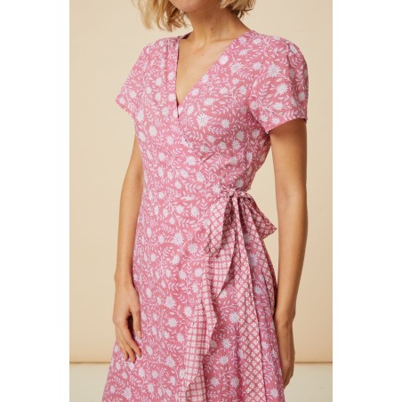 Limited Edition Demi Cotton Wrap Dress | Primula Pink/White Fresh Release