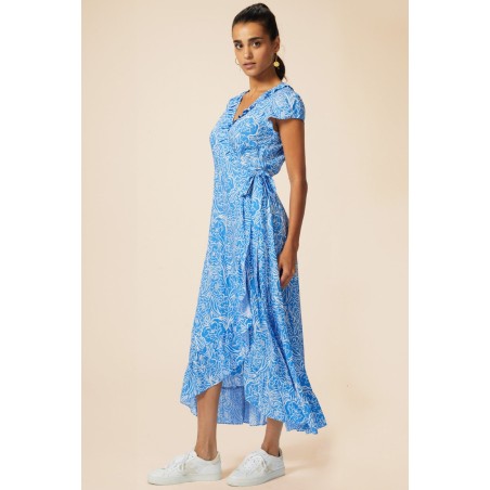 Limited Edition Demi EcoVero™ Wrap Dress | Blue/White Limited Stock