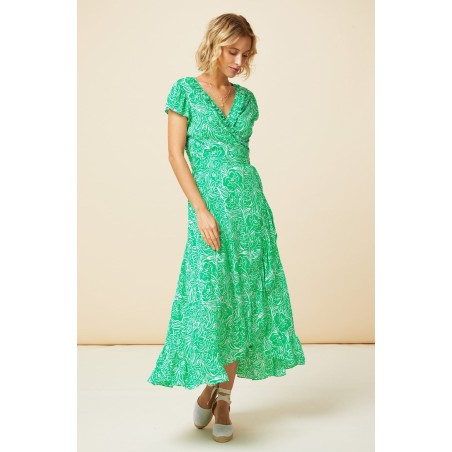 Limited Edition Demi EcoVero™ Wrap Dress | Green/White Immediate Availability