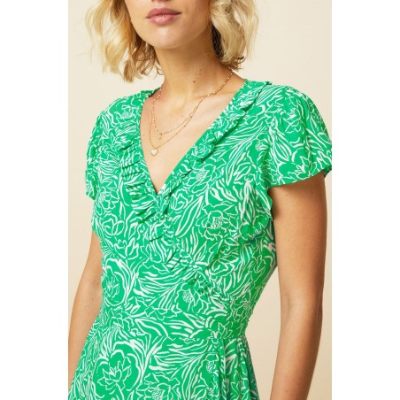 Limited Edition Demi EcoVero™ Wrap Dress | Green/White Immediate Availability