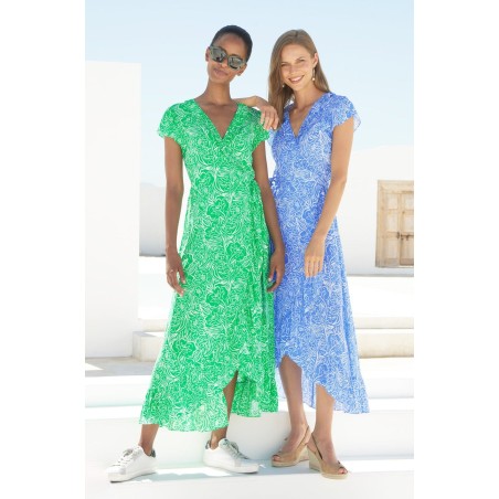 Limited Edition Demi EcoVero™ Wrap Dress | Green/White Immediate Availability