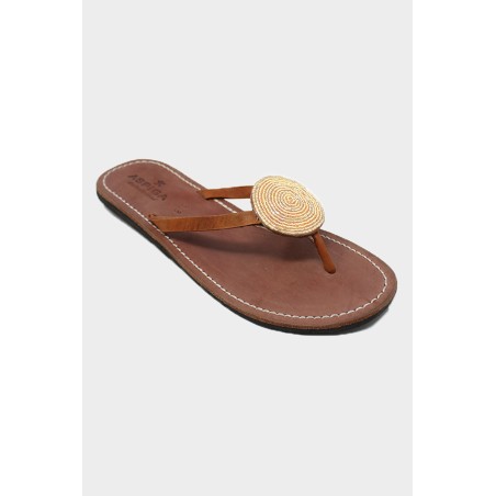 Limited Edition Disc Leather Sandals | Light Gold Hot New Item