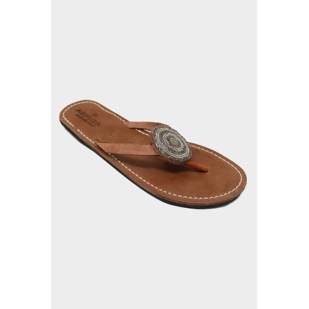 Limited Edition Disc Leather Sandals | Silver New Stock