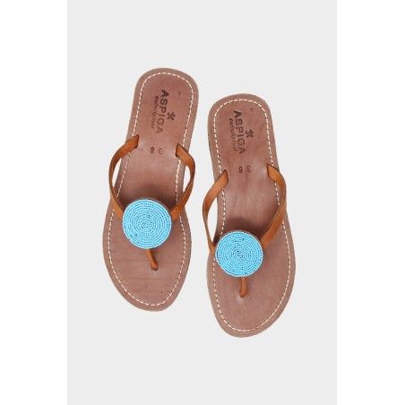 Limited Edition Disc Leather Sandals | Turquoise Just In