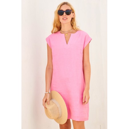 Limited Edition Dori Linen Dress | Pink Hot New Item