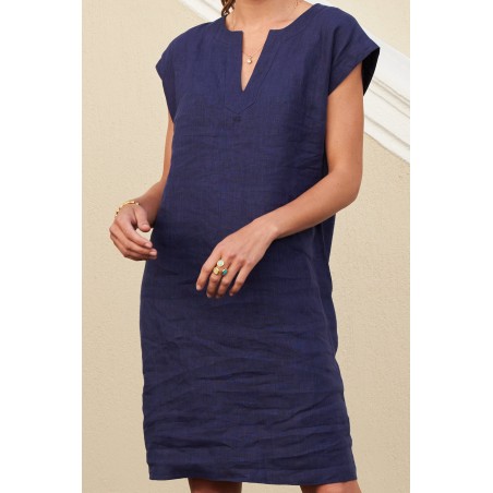 Limited Edition Dori Linen Dress | Navy Just In