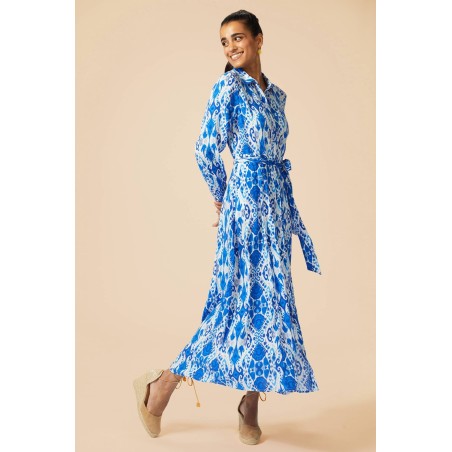 Limited Edition Eliza EcoVero™ Shirt Dress | Ikat Blue/White Immediate Availability