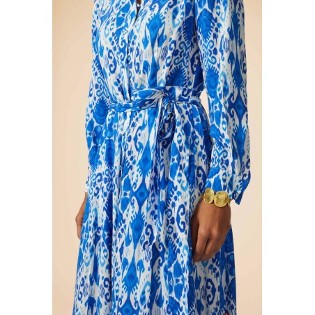 Limited Edition Eliza EcoVero™ Shirt Dress | Ikat Blue/White Immediate Availability