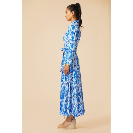 Limited Edition Eliza EcoVero™ Shirt Dress | Ikat Blue/White Immediate Availability