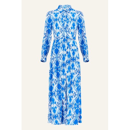 Limited Edition Eliza EcoVero™ Shirt Dress | Ikat Blue/White Immediate Availability