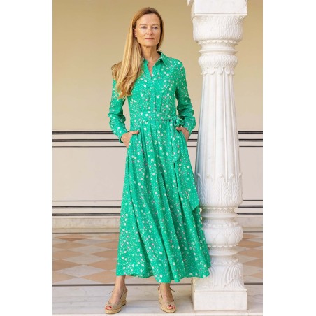 Limited Edition Eliza EcoVero™ Shirt Dress | Ditsy Patchwork Green Just Launched