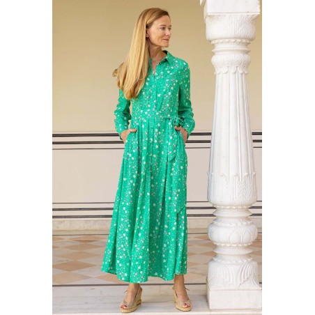 Limited Edition Eliza EcoVero™ Shirt Dress | Ditsy Patchwork Green Just Launched