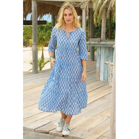 Limited Edition Emma Cotton Dress | Geranium Blue/White