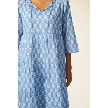 Limited Edition Emma Cotton Dress | Geranium Blue/White