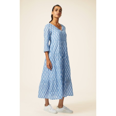 Limited Edition Emma Cotton Dress | Geranium Blue/White