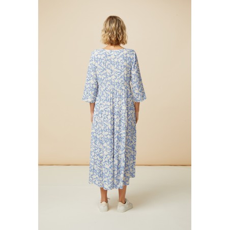 Limited Edition Emma EcoVero™ Midi Dress | Pale Blue/White Limited Stock