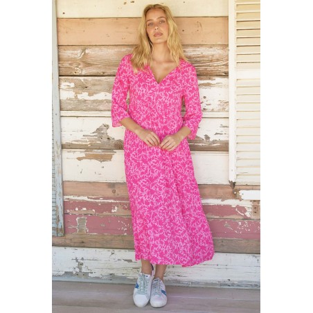 Limited Edition Emma EcoVero™ Midi Dress | Pink/Pink Immediate Availability