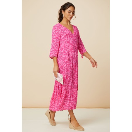 Limited Edition Emma EcoVero™ Midi Dress | Pink/Pink Immediate Availability