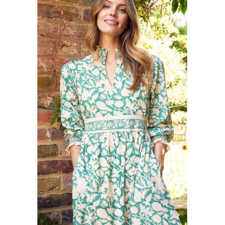 Limited Edition Emmeline Block Print Dress | Tea Rose Green/Taupe Hot New Item