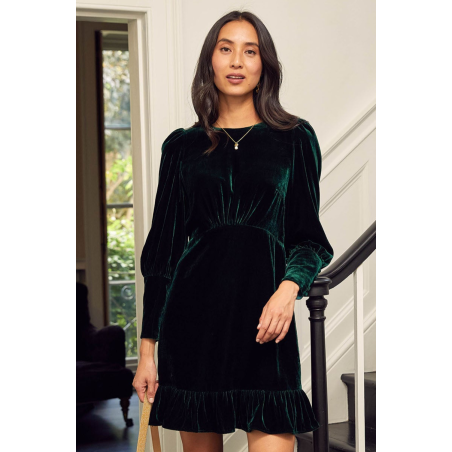 Limited Edition Esmee Velvet Short Dress | Emerald