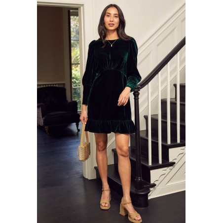 Limited Edition Esmee Velvet Short Dress | Emerald