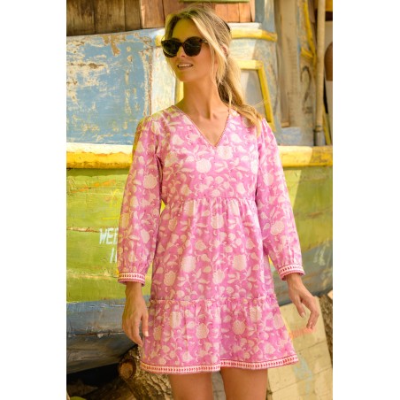 Limited Edition Evie Block Print Short Dress | Flower Pink/White Fresh Release