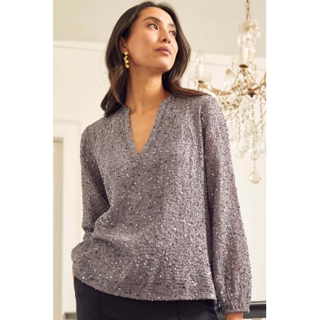 Limited Edition Faye Sequin Blouse | Gunmetal