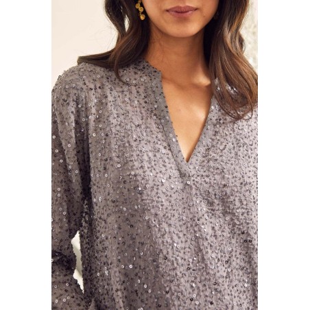 Limited Edition Faye Sequin Blouse | Gunmetal