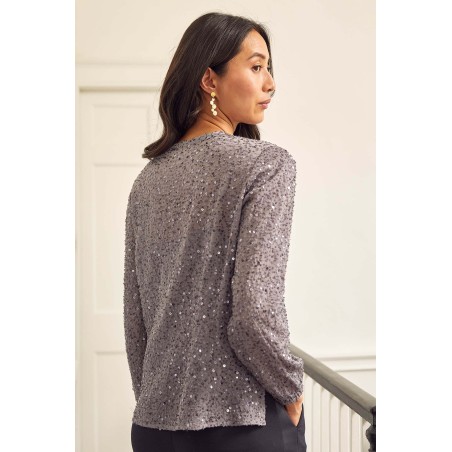 Limited Edition Faye Sequin Blouse | Gunmetal