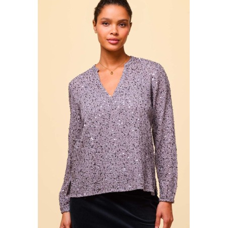 Limited Edition Faye Sequin Blouse | Gunmetal